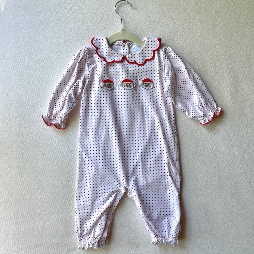 White and Red Polka Dot Christmas Romper